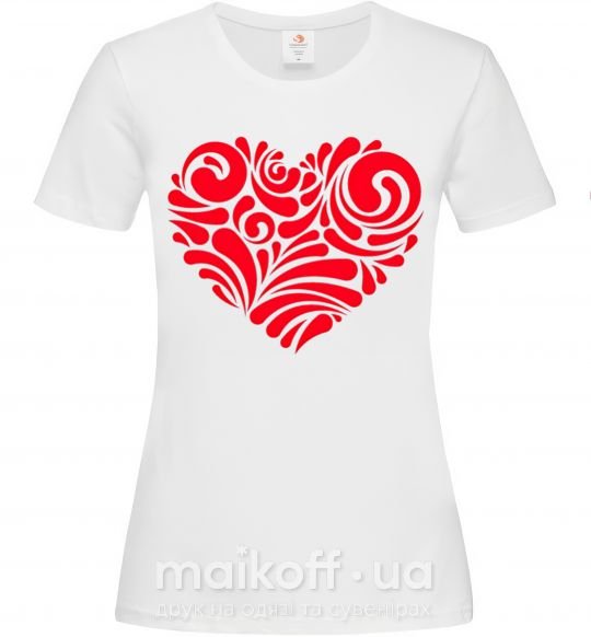 Женская футболка Сердце в узорах Белый фото