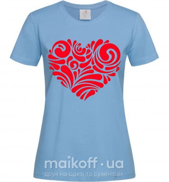 Жіноча футболка Сердце в узорах Блакитний фото