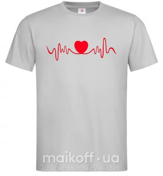 Чоловіча футболка Сердце пульс Сірий фото