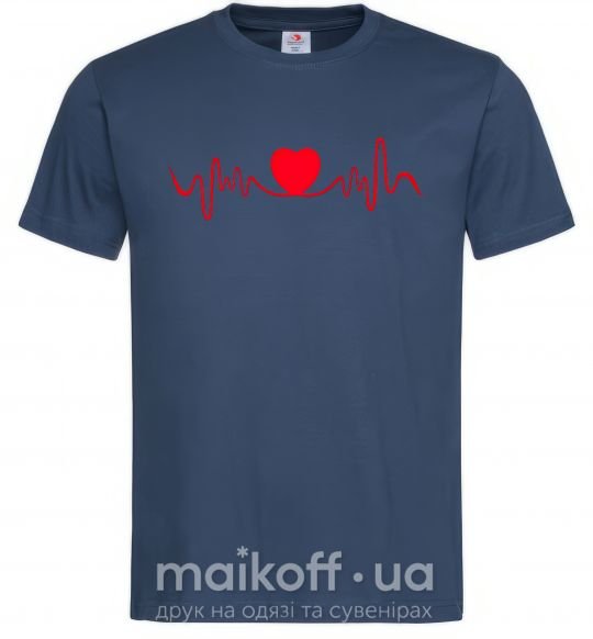 Мужская футболка Сердце пульс Темно-синий фото