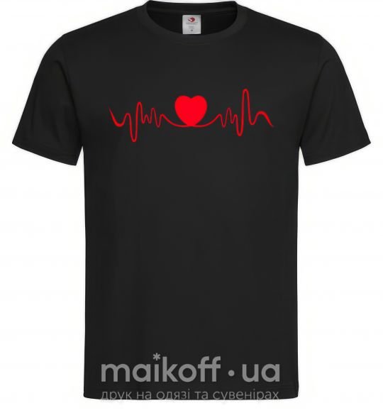 Мужская футболка Сердце пульс Черный фото