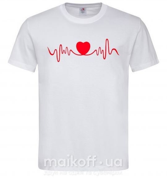 Мужская футболка Сердце пульс Белый фото
