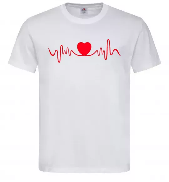 Мужская футболка Сердце пульс Белый фото