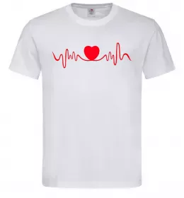 Мужская футболка Сердце пульс Белый фото