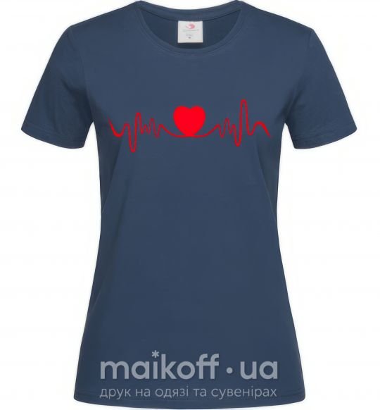 Женская футболка Сердце пульс Темно-синий фото