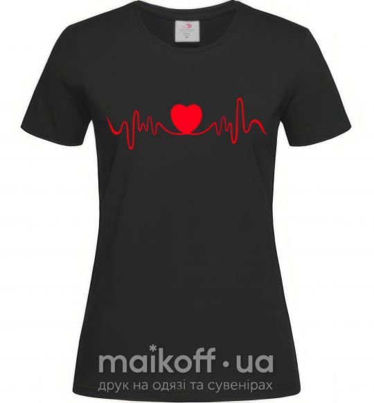 Жіноча футболка Сердце пульс Чорний фото