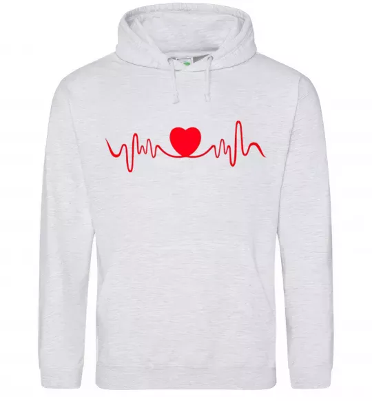 Чоловіча толстовка (худі) Сердце пульс Сірий меланж фото