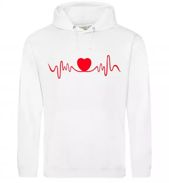 Жіноча толстовка (худі) Сердце пульс Білий фото