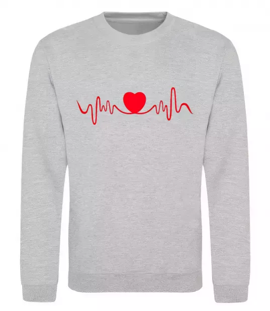 Свитшот Сердце пульс Серый меланж фото