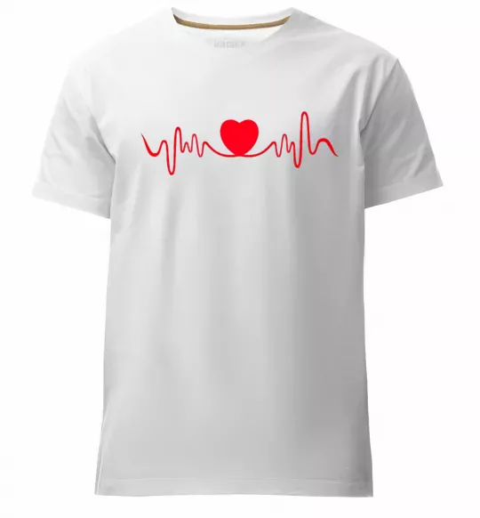 Мужская премиум футболка Сердце пульс Белый фото