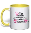 Чашка з кольоровою ручкою Так виглядає найкраща у світі подруга Сонячно жовтий фото