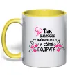 Чашка з кольоровою ручкою Так виглядає найкраща у світі подруга Лимонний фото