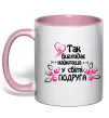 Чашка з кольоровою ручкою Так виглядає найкраща у світі подруга Ніжно рожевий фото