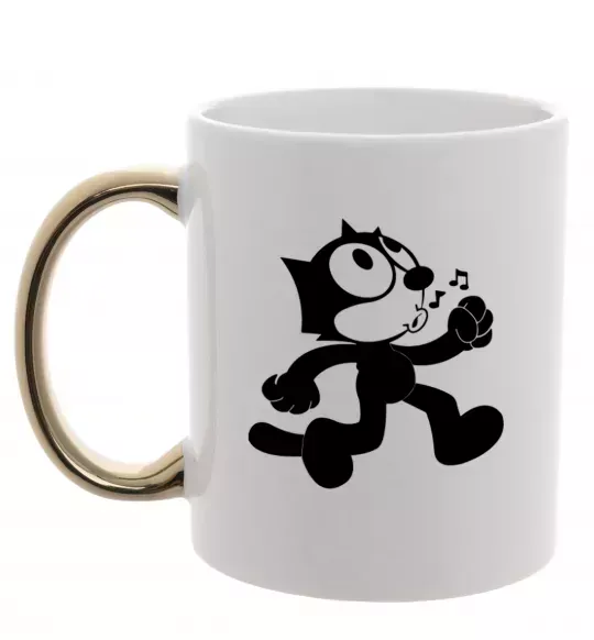 Чашка з кольоровою ручкою Felix Cat Золото фото