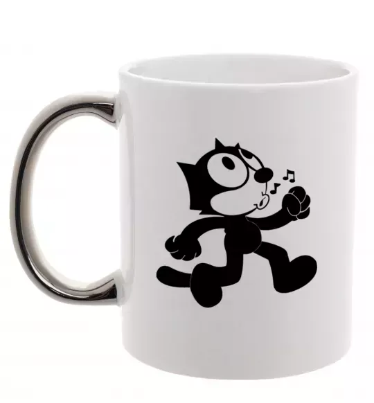 Чашка з кольоровою ручкою Felix Cat Срібло фото
