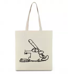 Эко-сумка Кіт Саймон читає Бежевый фото