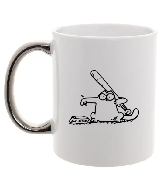 Чашка с цветной ручкой Need some food Серебро фото