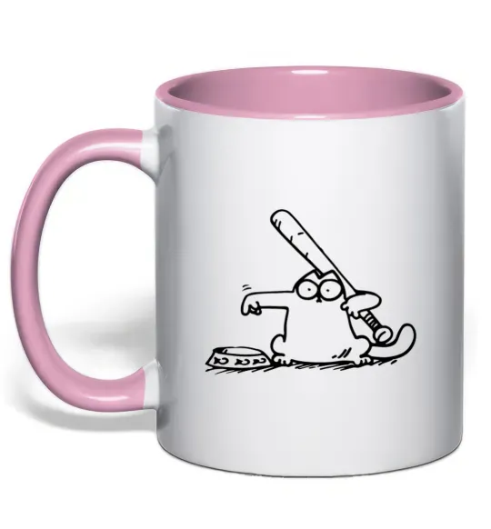 Чашка с цветной ручкой Need some food Нежно розовый фото