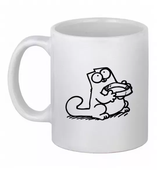 Чашка керамическая Give me food Белый фото