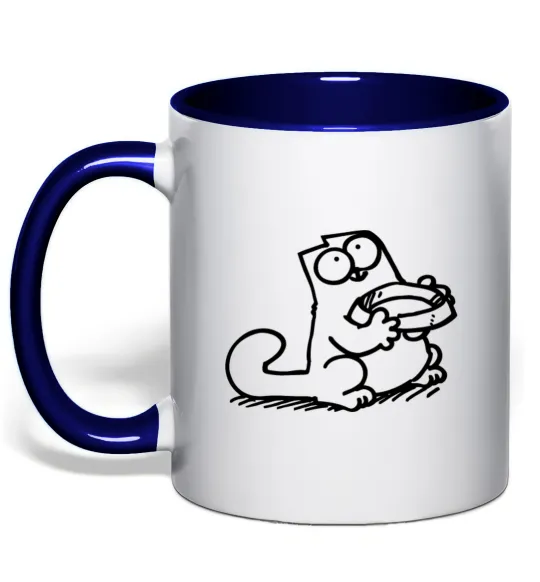 Чашка с цветной ручкой Give me food Глубокий темно-синий фото