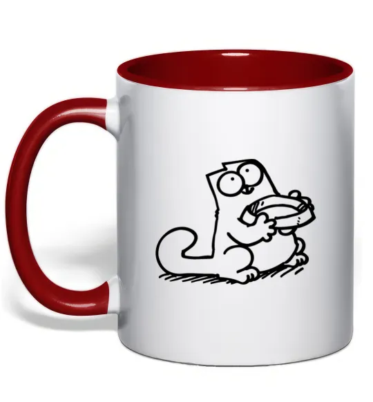 Чашка с цветной ручкой Give me food Красный фото