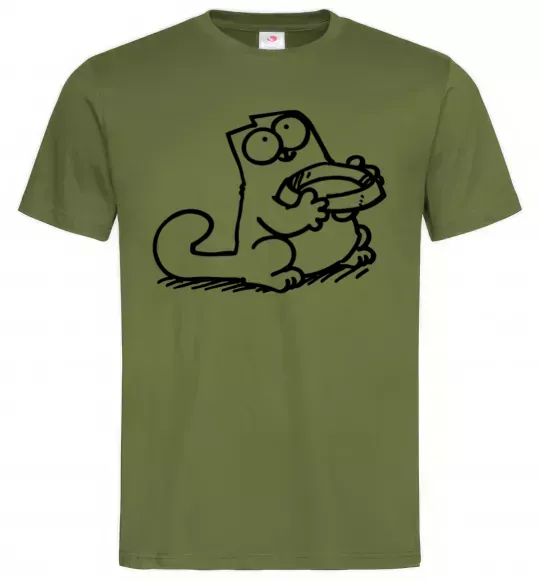 Чоловіча футболка Give me food Оливковий фото