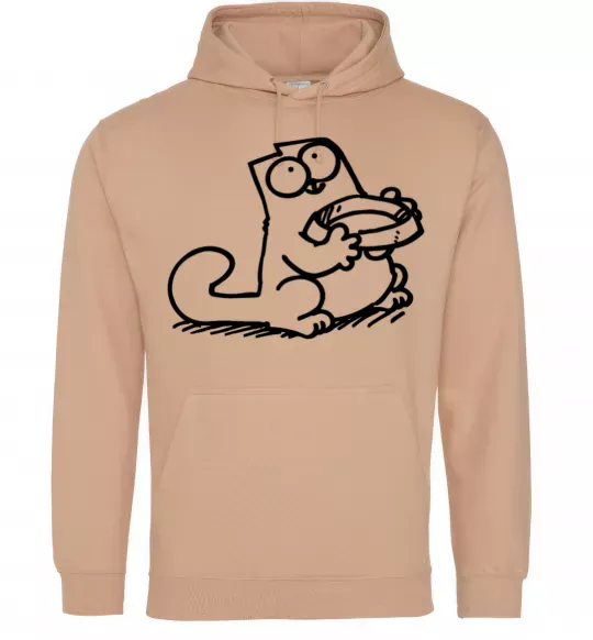 Мужская толстовка (худи) Give me food Песочный фото