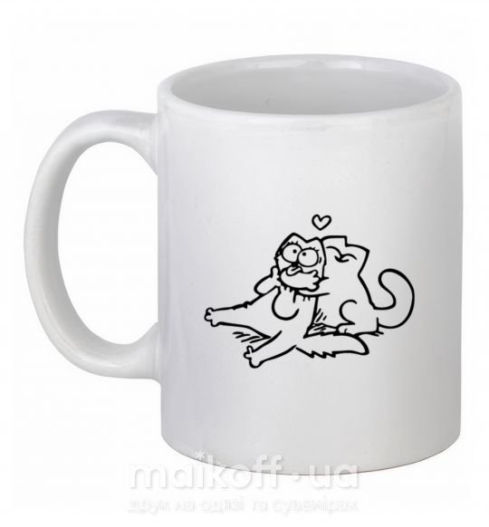 Чашка керамічна Love cat Білий фото