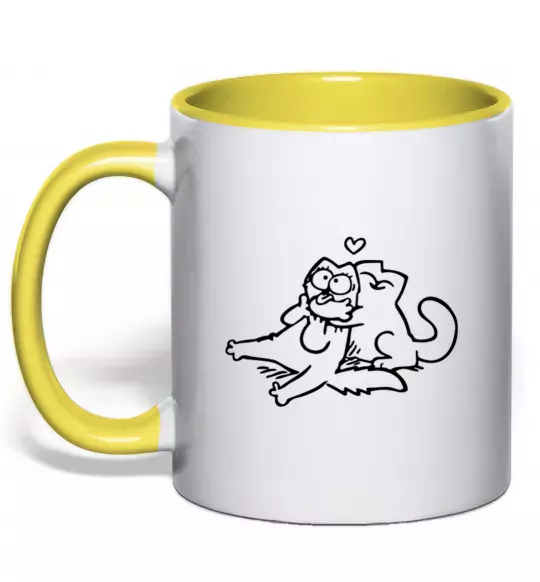 Чашка з кольоровою ручкою Love cat Сонячно жовтий фото