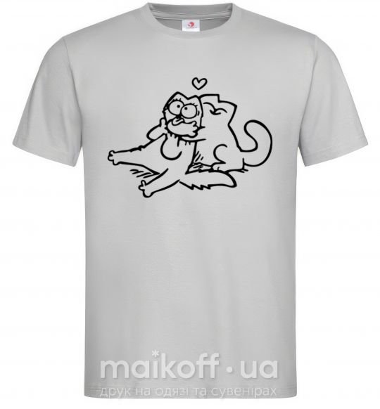 Мужская футболка Love cat Серый фото