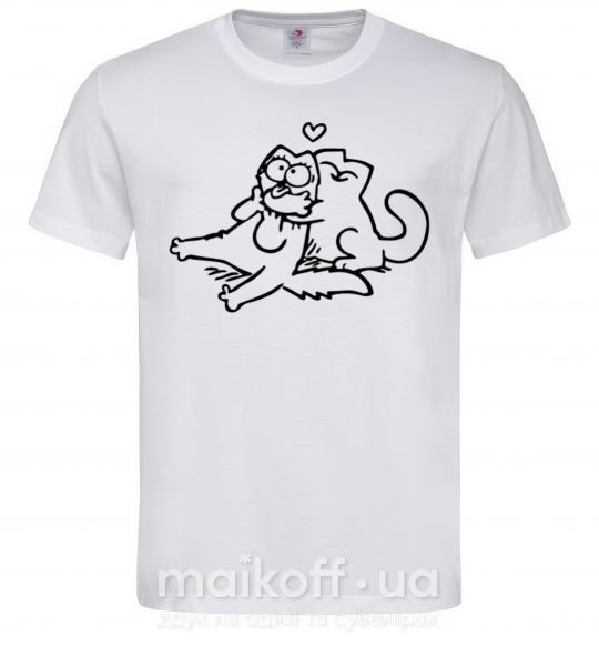 Мужская футболка Love cat Белый фото