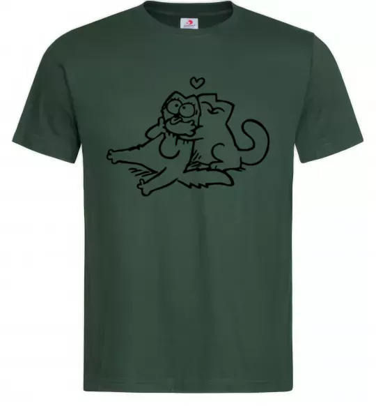 Чоловіча футболка Love cat Темно-зелений фото