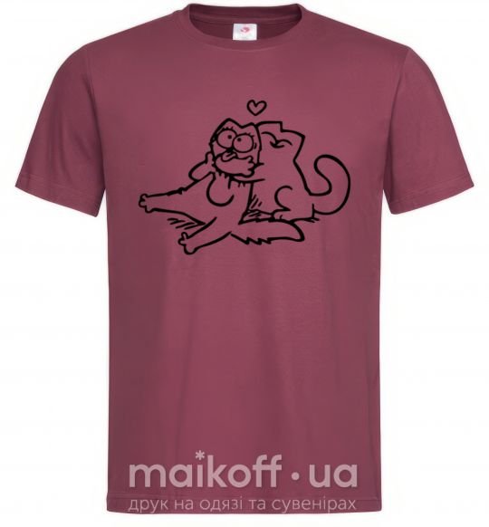 Мужская футболка Love cat Бордовый фото