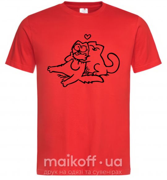 Мужская футболка Love cat Красный фото