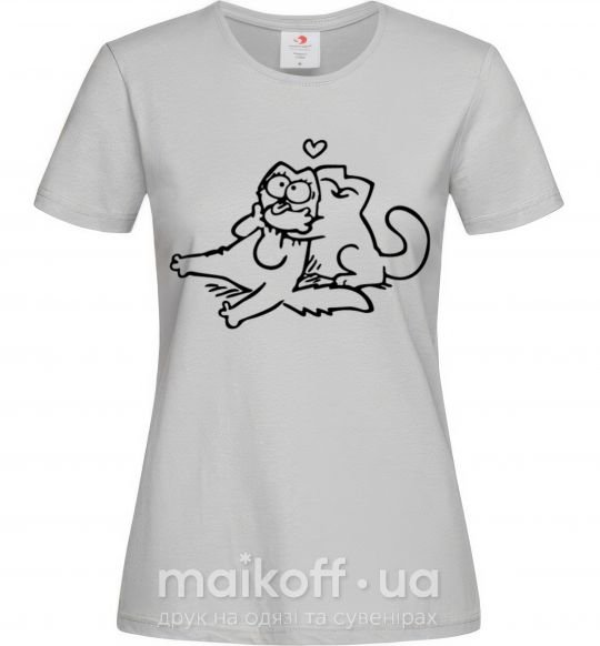 Женская футболка Love cat Серый фото