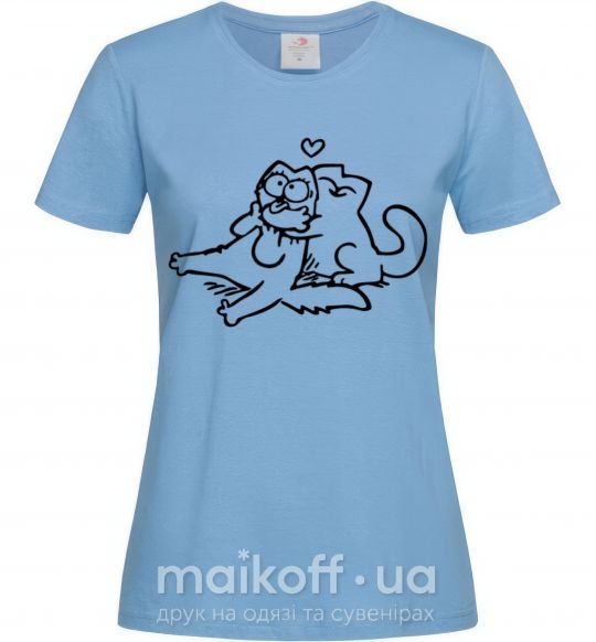 Жіноча футболка Love cat Блакитний фото