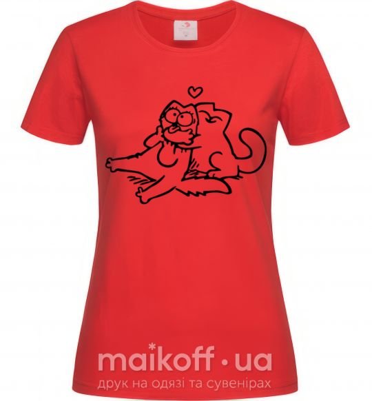 Женская футболка Love cat Красный фото