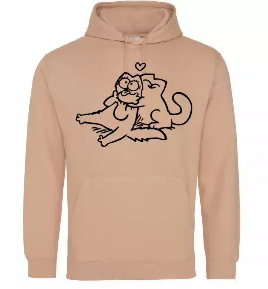 Мужская толстовка (худи) Love cat Песочный фото