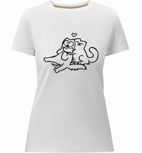 Женская премиум футболка Love cat Белый фото