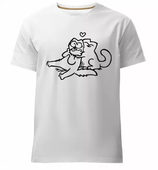 Мужская премиум футболка Love cat Белый фото