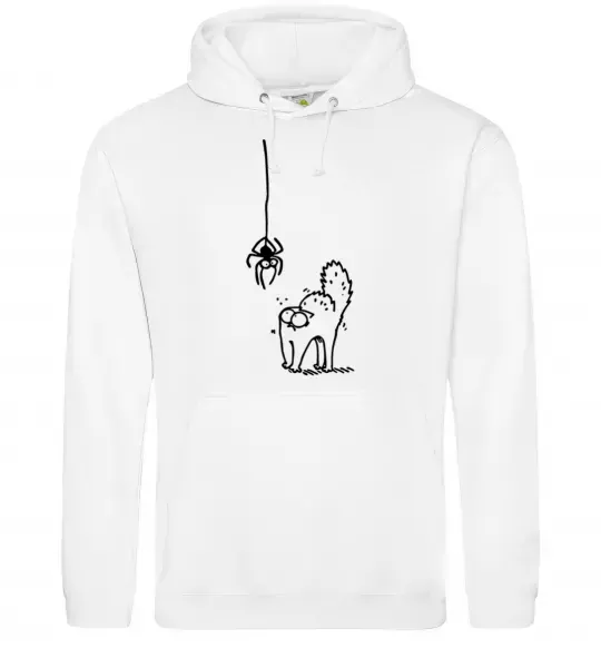 Мужская толстовка (худи) Spider and cat Белый фото