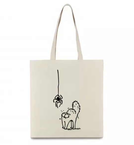 Еко-сумка Spider and cat Бежевий фото