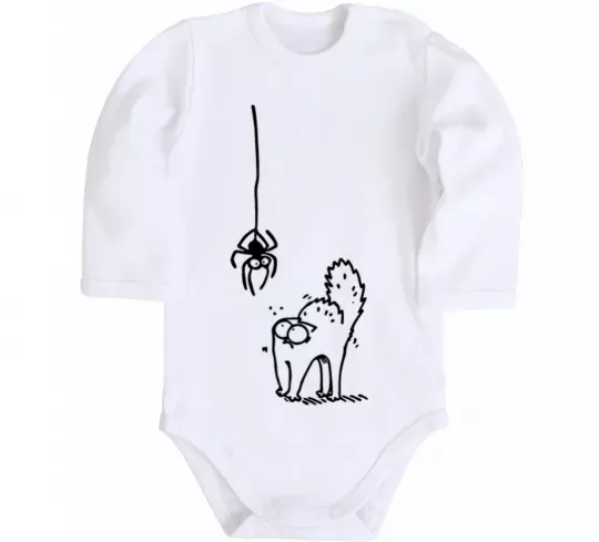 Детский боди Spider and cat Белый фото