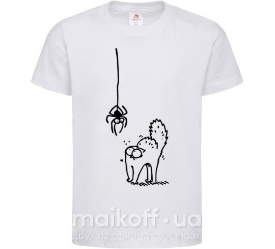 Детская футболка Spider and cat Белый фото