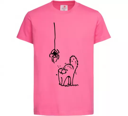 Детская футболка Spider and cat Ярко-розовый фото