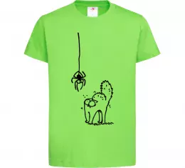 Дитяча футболка Spider and cat Лаймовий фото