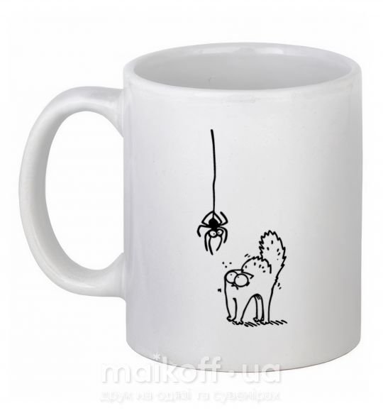 Чашка керамічна Spider and cat Білий фото