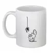Чашка керамічна Spider and cat Білий фото