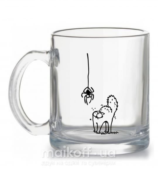 Чашка скляна Spider and cat Прозорий фото