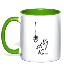 Чашка з кольоровою ручкою Need some food Лаймовий фото